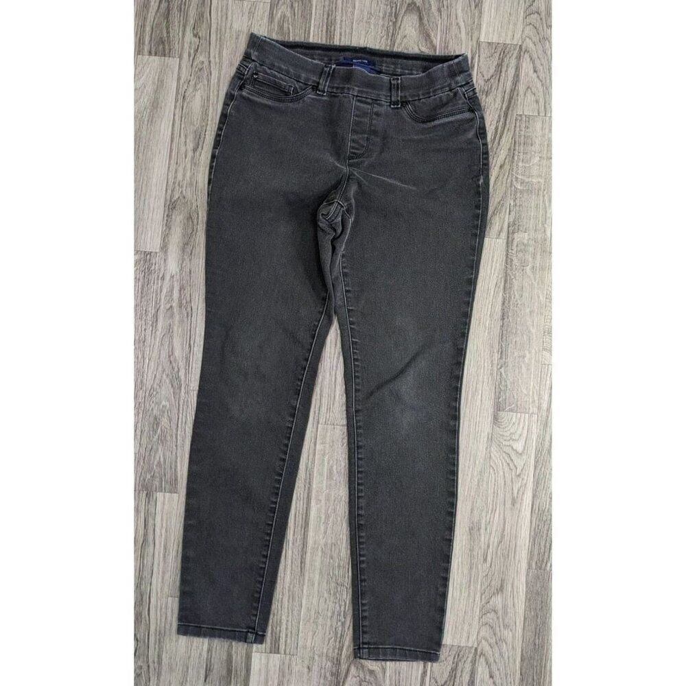 (3/$35) Charter Club Size 4 Petite Skinny Leg Pull On Black Grey Denim Jeans